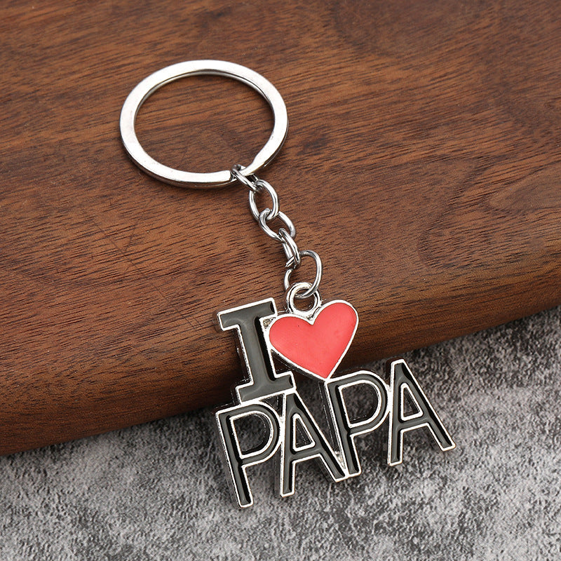 Family Heart Zinc Alloy Keychain Gift for Mom Dad Wife