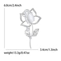 White Cabochon Rose Stem Brooch in 2 Color Styles Metal Pin view 6