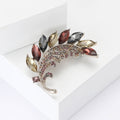 Marquise Crystal Leaf Brooch With Polished Metal And Sculpted Decorative Details view 3