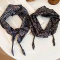 Blue Black Paisley Print Triangle Scarf With Slim Ties view 2