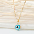 Colorful Round Evil Eye Pendant Necklaces in Ten Gold and Silver Tone Designs view 11