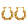 Gold Twisted Knot U-Shape Latch Hoop Earrings Pair view 5