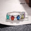 Silver Multicolor Oval CZ Geometric Band Ring Sizes 6-10 view 5