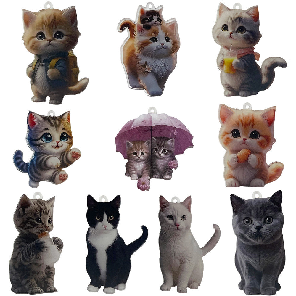 Acrylic Cartoon Cat Animal Charm Pendant for DIY Earrings Necklace Keychain Jewelry Making