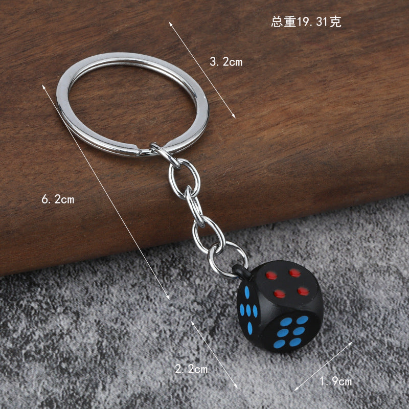 Colorful Alloy Dice Keychain Metal Car Key Ring Gift