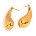 Polished Teardrop Stud Earrings Gold Or Silver Tone Metal view 5