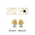 Gold Tone Flower Cluster And Clear Teardrop Stone Stud Earrings view 3