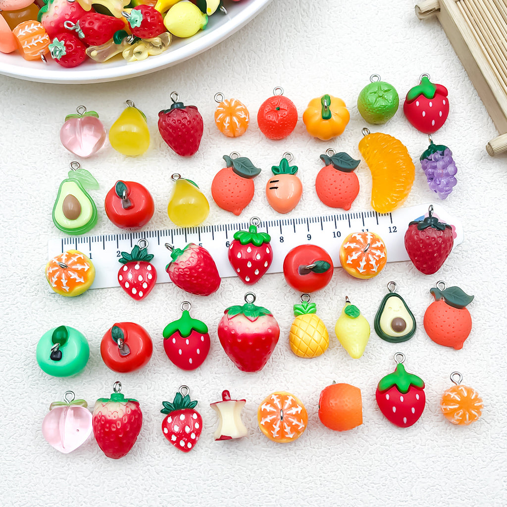 Acrylic Lemon Grape Strawberry Apple Fruit Charm Pendant for DIY Necklace Jewelry