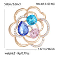 Rose Gold Openwork Flower Brooch Multicolor Crystal Pin view 4