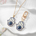 Blue Evil Eye Hamsa Keychains and Pendant Necklaces in Gold or Silver Tone view 3