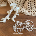 White Shell Chip and Bead Long Earrings Statement Jewelry view 3