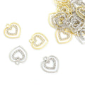 Open Crystal Heart Alloy Charm Pendants in Two Metal Tones view 1