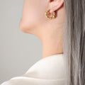 Twisted U Shape Zircon Hoop Earrings Large Small Green White view 4