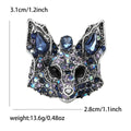 Crystal Fox Head Brooch Brown or Blue Rhinestone Metal Pin view 7