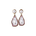 Pearl Drop Earrings with Pink or Blue Leaf Crystals view 5