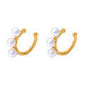 U-Shaped Ear Clips Three Imitation Pearls Gold Or Steel view 5