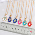 Gold Tone Enamel Hamsa Evil Eye Pendant Necklaces in Six Colors view 2