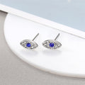 Gold and Silver Tone Crystal Blue Evil Eye Stud Earrings view 6