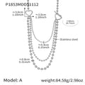 Multi Layer Ball Chain Heart Toggle Necklace Gold Steel Mix view 7