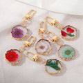 Gold Tone Irregular Round Pressed Flower Resin Clip Keychains view 1