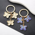 Blue Butterfly Enamel Charm Keychain with Gold Tone Hardware view 3