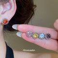 Silver Round Crystal Necklace Ring Stud Sets 5 Colors view 2