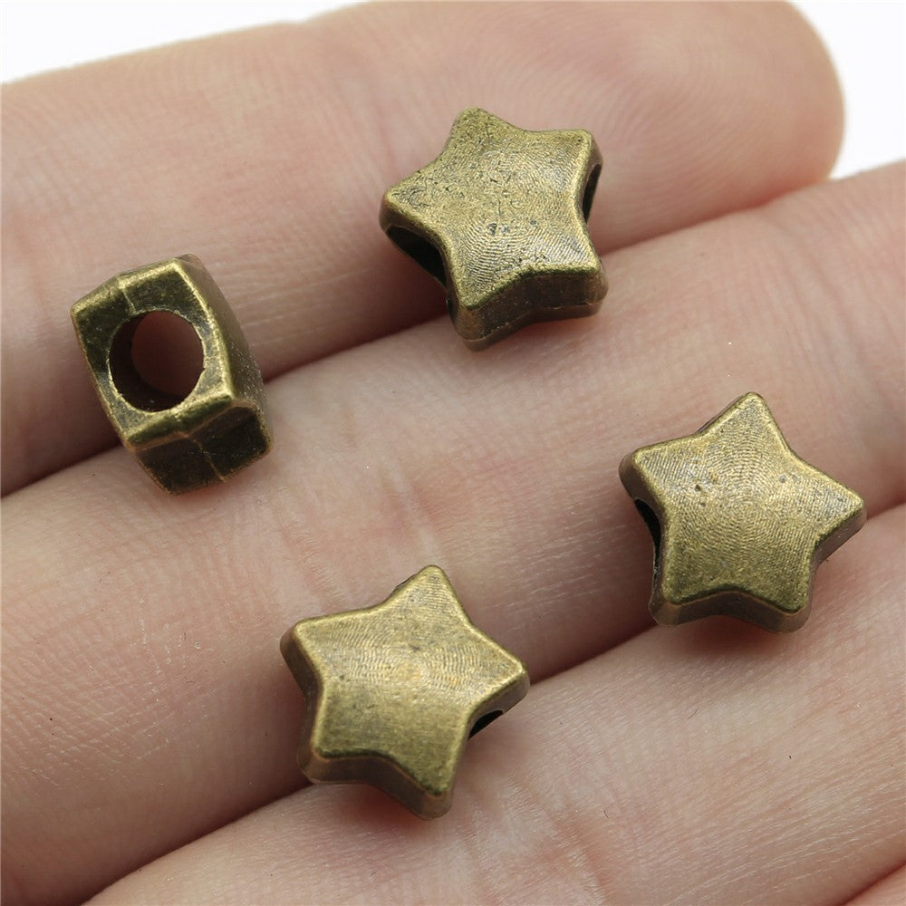 11x11x7mm 2.1g Multicolor Zinc Alloy Five Point Star Large Hole Beads for Bracelet Necklace DIY Jewelry