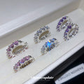 Crystal Huggie Hoop Earrings in White Purple or Pink view 2