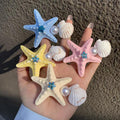 Starfish Shell Pearl Hair Clips Purple Blue Mint Green view 1