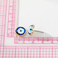 Gold and Silver Tone Round Blue Evil Eye Stud Earrings view 4