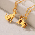 Layered Mechanical Cat Dog Pendant Necklaces Gold Snake Chain view 4