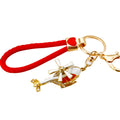 Jeweled Helicopter Keychains in Black and Red with Gold Tone Rings view 5