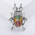 Shield Beetle Brooch With A Silver-Tone Beetle With A Striped Enamel Shield Body view 7