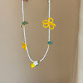 Yellow Lemon Bead Necklace And Cluster Stud Earrings view 4