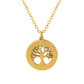 Gold Tree of Life Round Pendant Necklace Cutout Disc view 5