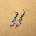 Black Red Floral Knife Novelty Hook Earrings in Ten Designs view 6