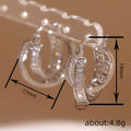 Double-Hoop Baguette Clear Stone Hinged Earrings In Silver Tone view 4