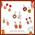 Chinese Fortune Theme Drop Stud Earrings Eleven Styles Mix view 1