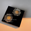 Clear Sunflower Stud Earrings with Gold Glitter Centers view 1