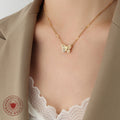 Gold Butterfly Zircon Pendant Necklace Clear Crystal Wings view 4
