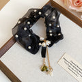 Organza Bow And Pearl Scrunchies With Charm Tassels view 8