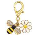 Gold Rhinestone Bee Daisy Flower Lobster Clasp Keychain view 5