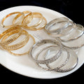 Metal Bangle Four-Piece Sets Mesh Engraved Gold Silver view 4