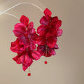 Red Fabric Floral Tassel Stud Earrings Fashion Jewelry view 6