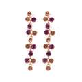 Red Crystal Flower Long Linear Drop Stud Earrings Statement Pair view 5