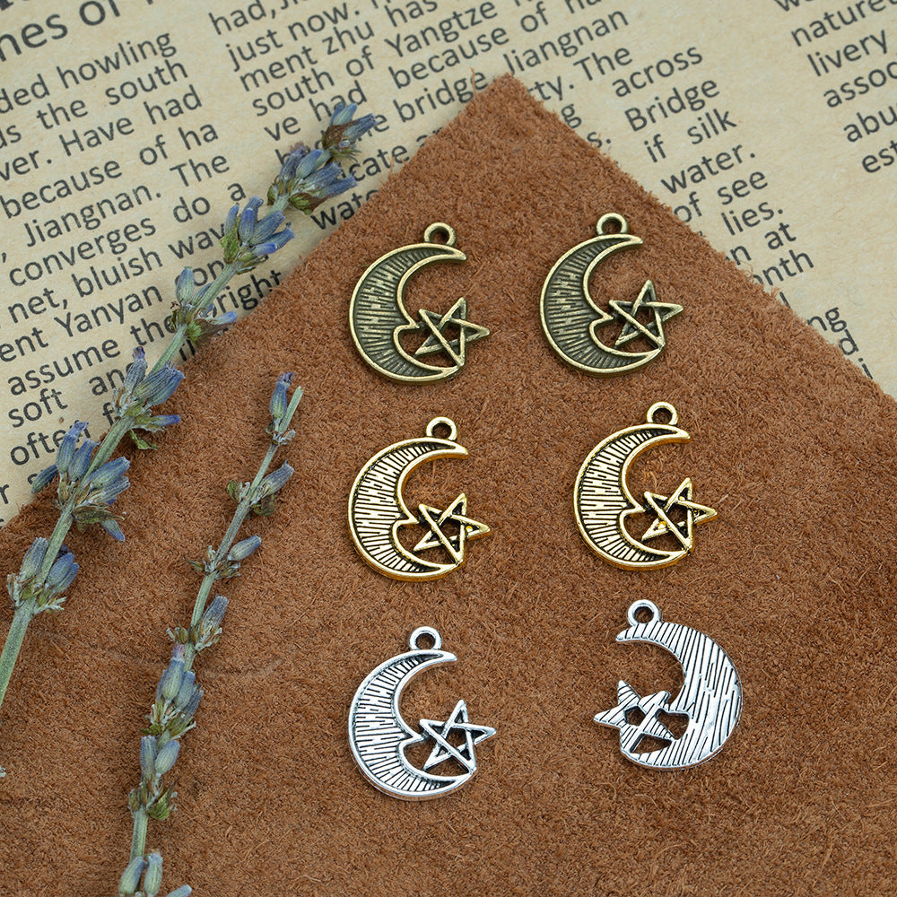 20x16mm Vintage Moon and Star Alloy Charm Pendant