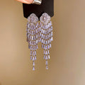 Crystal Fringe Drop Earrings In Three Metallic Colors view 8