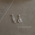 Silver Seahorse Jellyfish Asymmetric Mini Drop Stud Earrings view 4
