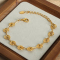 Gold Spiral Disc Link Necklace and Bracelet Metal Set view 3