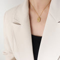 Rectangular Hand Crescent Moon Relief Pendant Necklace view 7
